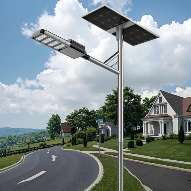 60W/100W/120W Commercial IP66 Solar LED Split Lamp Post Street Light with Motion Sensor for Outdoor Garden Use
