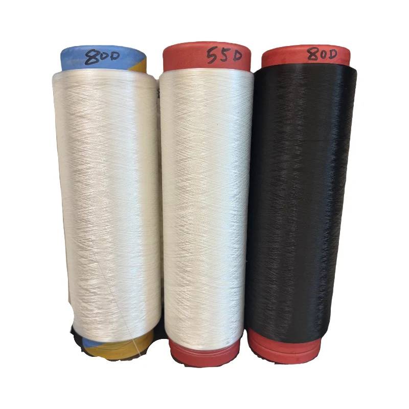 Factory Supply Virgin Raw White Core Spun Polyester Spandex PBT Nylon Fiber 55D/24F 75D/24F Solid Filament Yarn Filling Spinning