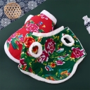Autumn Winter Pet New Year Clothes Cat's Festive Cartoon Chinese & Western Style Hoodie with Big Flower Cotton & Fleece Lined