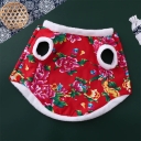 Autumn Winter Pet New Year Clothes Cat's Festive Cartoon Chinese & Western Style Hoodie with Big Flower Cotton & Fleece Lined