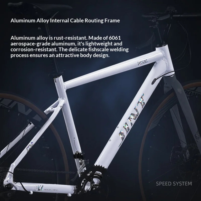 Cross-Border 700C Aluminum Alloy Frame Road Bike Drop Handlebar 27-Speed Adult Racing Bike Dual Disc Brakes Rigid Fork Bike