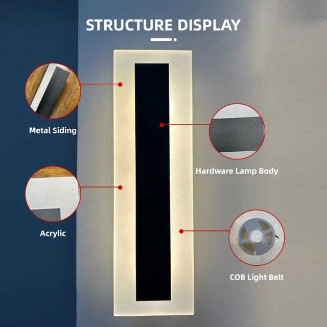 Factory Customization IP65 Modern Outdoor Wall Lamp Exterior Linear Strip Wall Lamp Warm White Garden Sconce Long LED Wall Light