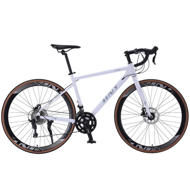 Cross-Border 700C Aluminum Alloy Frame Road Bike Drop Handlebar 27-Speed Adult Racing Bike Dual Disc Brakes Rigid Fork Bike