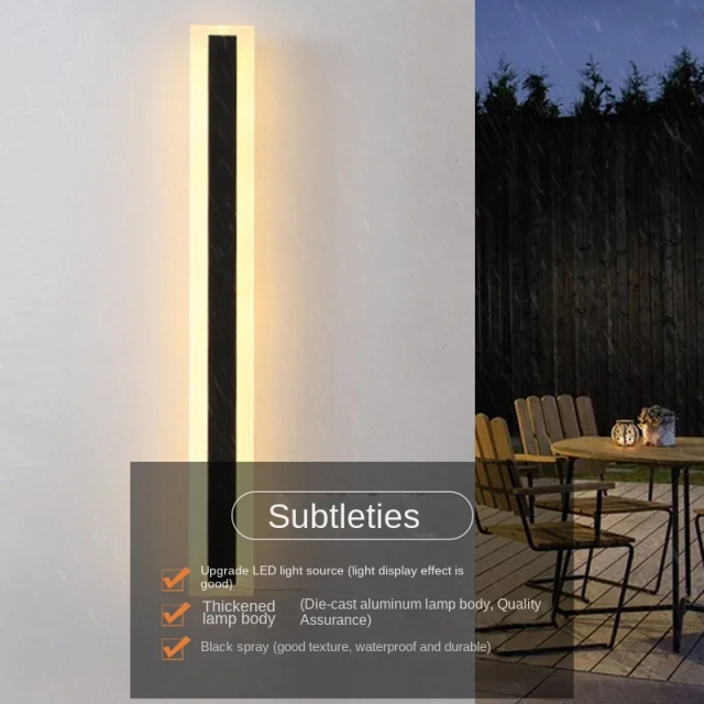 Factory Customization IP65 Modern Outdoor Wall Lamp Exterior Linear Strip Wall Lamp Warm White Garden Sconce Long LED Wall Light