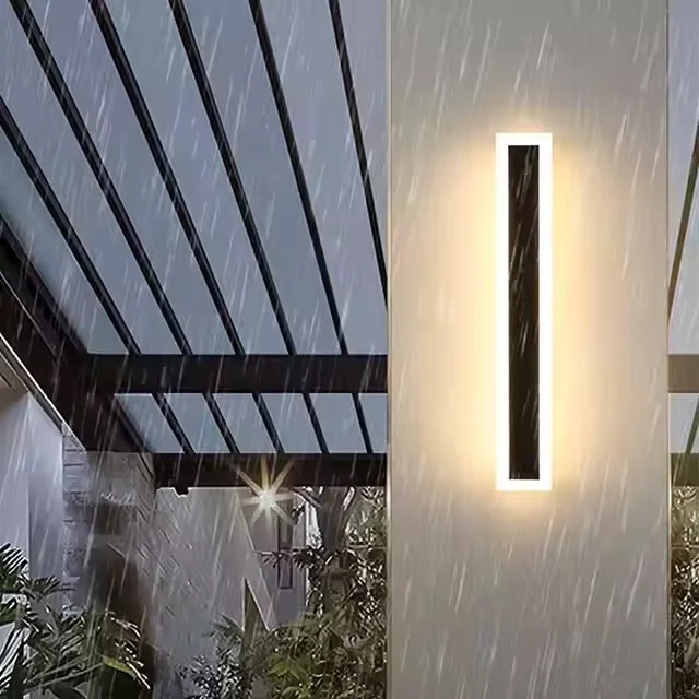 Factory Customization IP65 Modern Outdoor Wall Lamp Exterior Linear Strip Wall Lamp Warm White Garden Sconce Long LED Wall Light