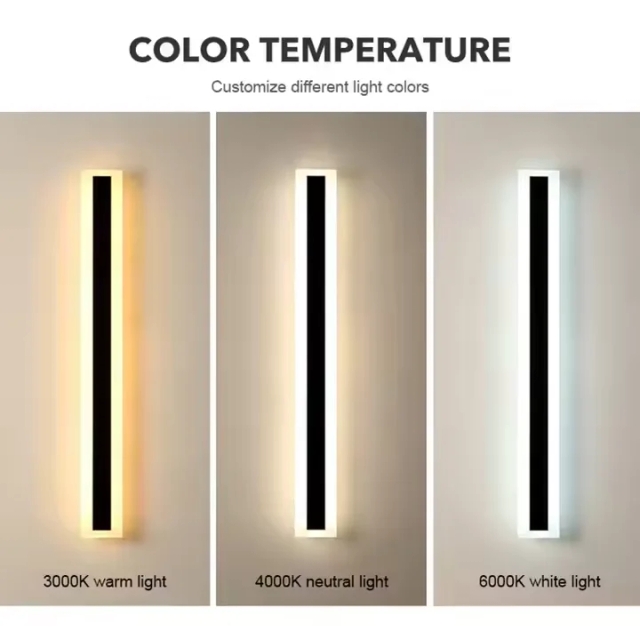 Factory Customization IP65 Modern Outdoor Wall Lamp Exterior Linear Strip Wall Lamp Warm White Garden Sconce Long LED Wall Light