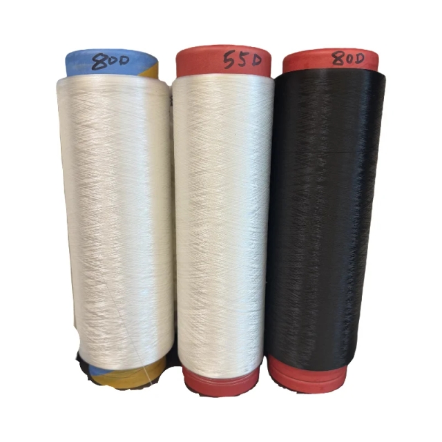 Factory Supply Virgin Raw White Core Spun Polyester Spandex PBT Nylon Fiber 55D/24F 75D/24F Solid Filament Yarn Filling Spinning